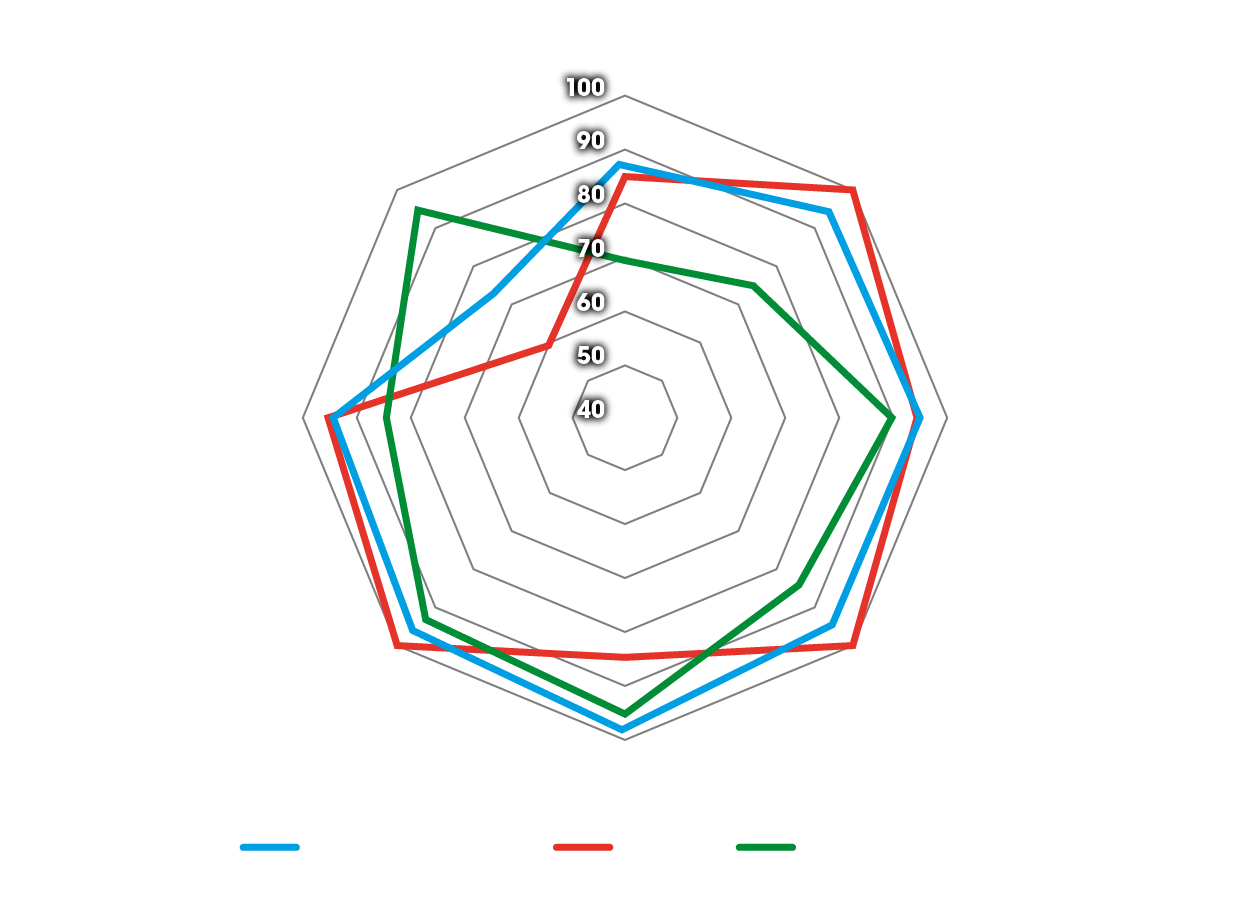 Spindeldiagram över fördelar för Dunlop trail-däck på BMW GS